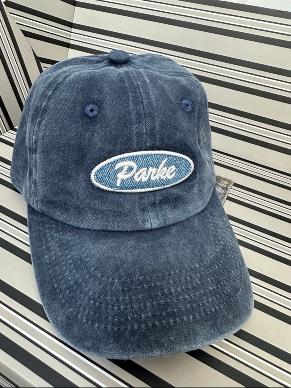 New Parke Denim Baseball Cap - Blue